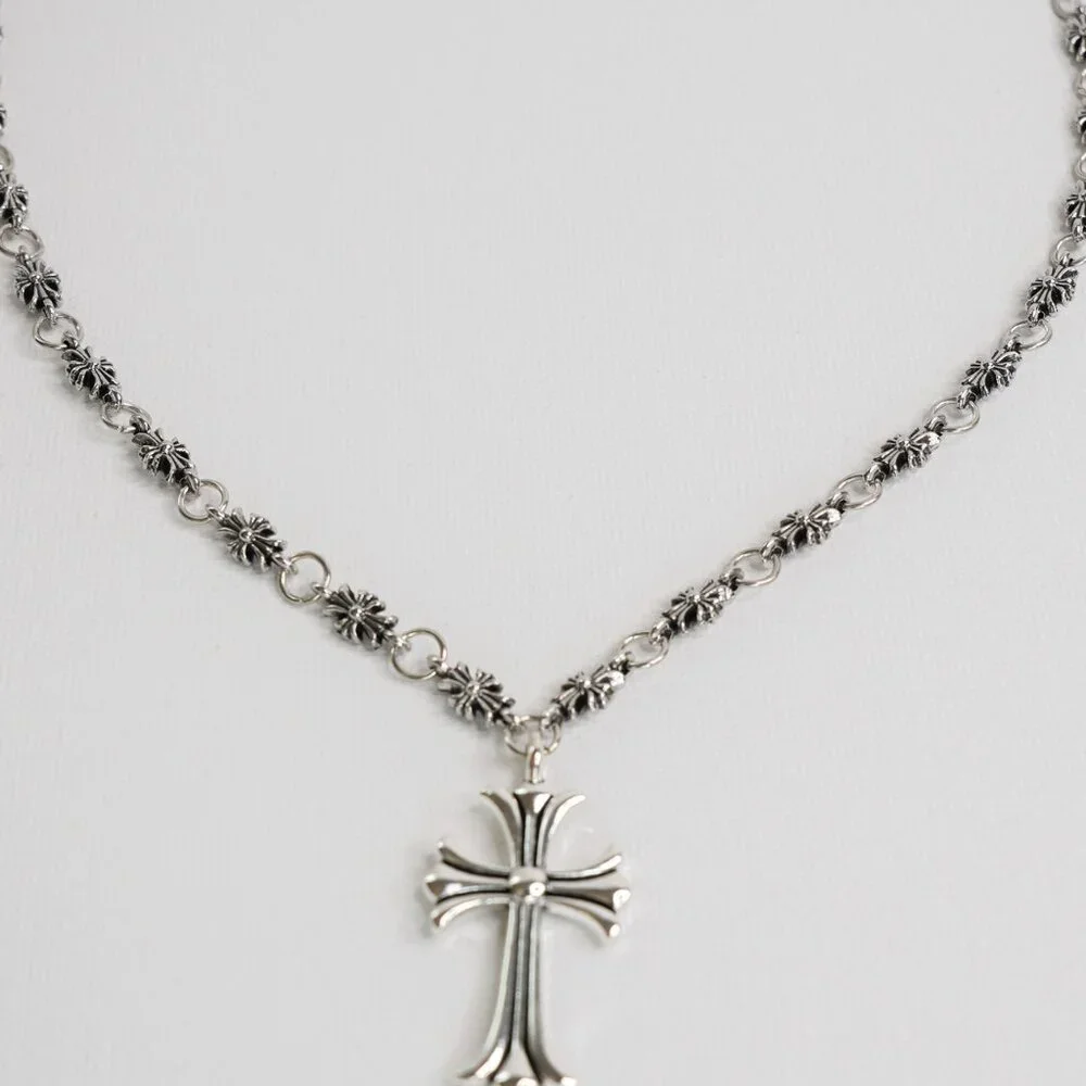 Silver Gothic Cross Chain Necklace